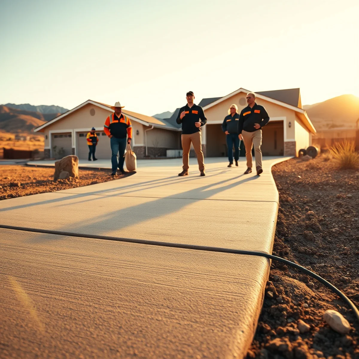 New broom-finish concrete driveway with clean edges on a Pueblo, CO home