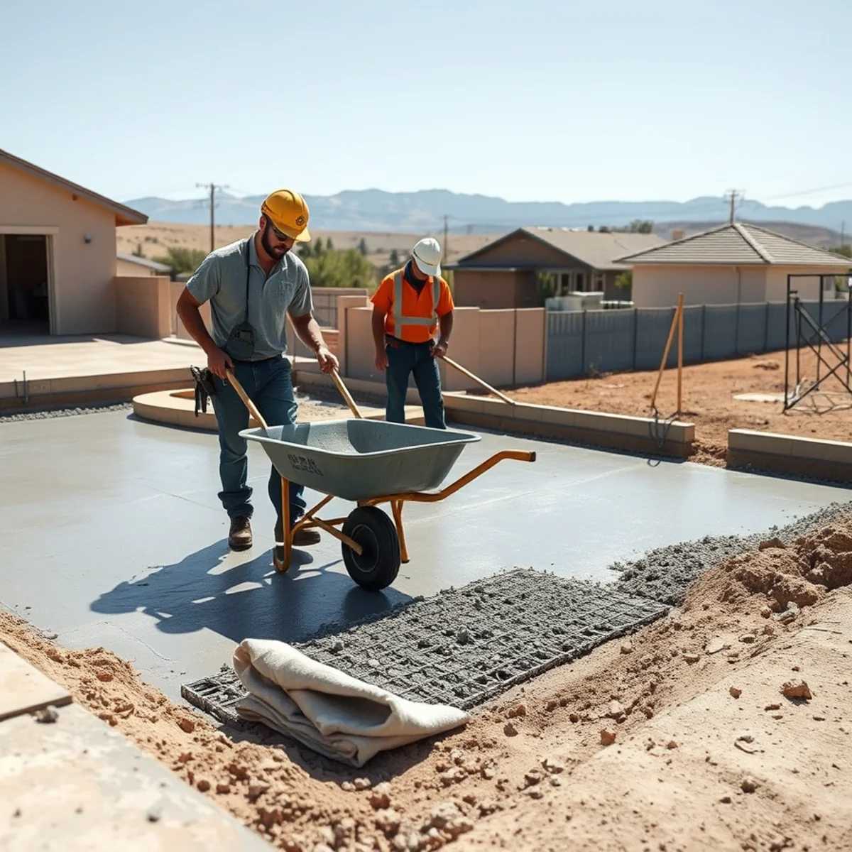 M.A.M. Concrete crew placing and finishing a concrete slab at a Pueblo, CO job site